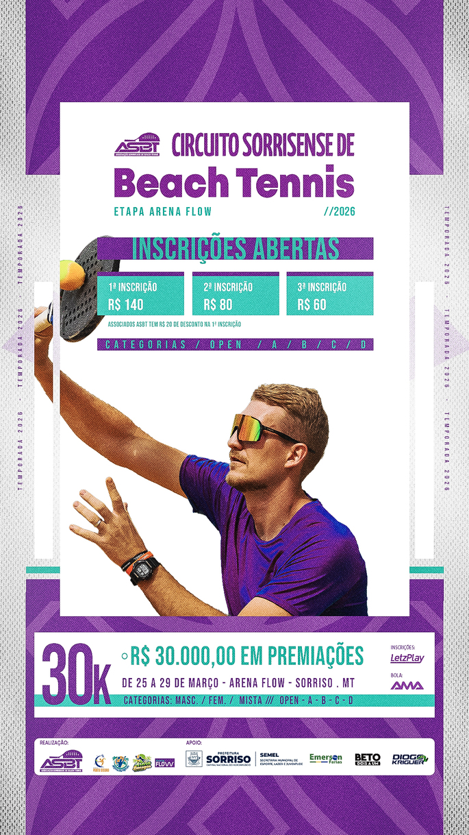    PACOTE DE FOTOS ANTECIPADO �  CIRCUITO SORRISENSE DE BEACH TENNIS 2026 - ETAPA ARENA FLOW
